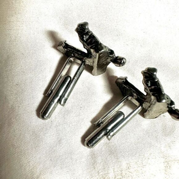 Hillbilly by outhouse silver tone cufflinks - Picture 8 of 9